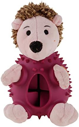 ESSALALA Dog Interactive Chew Puzzle Toys, Durable Natural Rubber Toys for Teeth Cleaning, Squeaky Food Plushed Treat Dispensing Toys for Puppy, Small, Medium to Large Dogs (Purple, Hedgehog Jeffery)