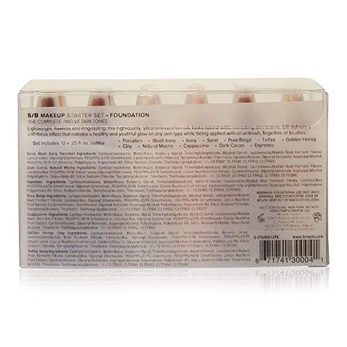 Temptu S/B Foundation 12 Piece Starter Set, ¼ Oz Bottles, Water-Resistant, Blendable - Professional, Natural Makeup Kit For Airbrush, Sponge Application - Premium, Long-Lasting Airbrush Cosmetics #TOP2