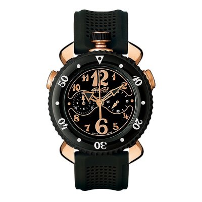 GAGA MILANO(ガガミラノ) 7011.04 CHRONO SPORTS 45MM ユニセックス クオーツ 腕時計 シリコンラバー ラバー&18KPGステンレス ブラック×ゴールド【並行輸入品】