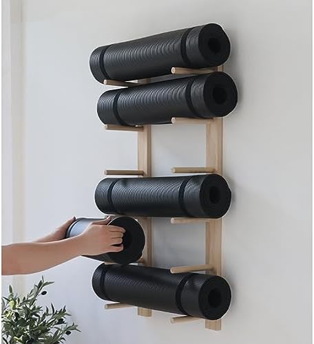 Wall-Mounted Solid Wood Yoga Mat Rack, Space-Saving Fitness Organizer for Home Gym, Holds Mats & Foam Rollers, Easy Installation Heavy-Duty Storage Solution image 5