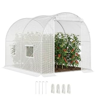 Outsunny serre tunnel 6 m² blanche en PE 140 g/m²