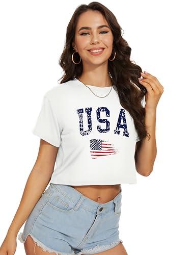 Image of Womens Summer Crop Tops Short Sleeve Round Neck T-Shirts Loose Fit Casual Blouse 2026