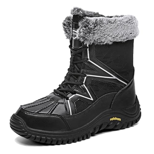 Generisch Botas de nieve para mujer, impermeables, extremadamente cálidas, botas de invierno térmicas, botas de nieve cálidas, pies anchos, botas de invierno, botas térmicas, 01 negro, 36 EU