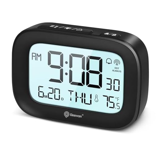 Geevon Digital Alarm Atomic Clock for Bedroom Heavy Sleepers, Mini Cute Desk Table Clock with 10s Backlight, 12/24H, Temp, Small Travel Alarm Clock for Kids Teens Adult Boy Girl, Black