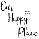 Our Happy Place Sign Metal Wall Decor Hanging Art Words Home Decor for Patio, Living Room, Bedroom, Kitchen, Bathroom and More