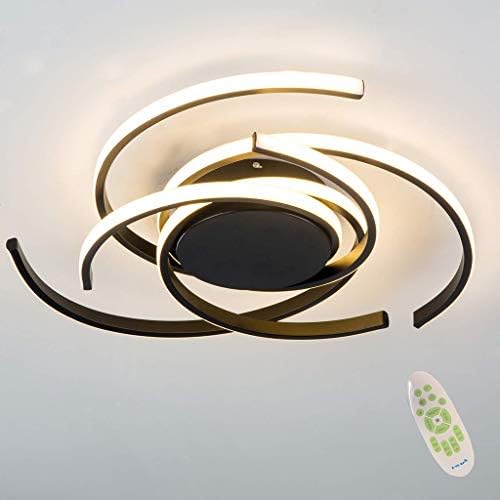 JIAODIE LED Ceiling Light Dimmable Chandelier Living Room Kitchen with Remote Control Ceiling Lamp, Modern Dining Room Acrylic Design Ceiling Chandeliers Lighting for Bedroom,Black