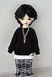 YOSD Doll Hair JD075 6-7inch 16-18cm 1/6 Boyish Cupid Curls Synthetic Mohair BJD Wigs (Black)