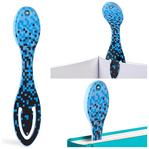 Gifts for Readers & Writers Bookmark Reading Light Blue Digital -2in1 Clip On Bookmark Mini Book Light for Reading in Bed, Battery Operated Travel LED Book Lights, Flexible 8 Lumen Lights for Books