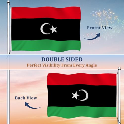 Drapeau Libye YongFoto cousu double face avec 2 œillets robustes