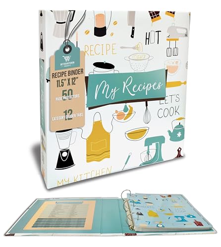Classeur recettes contre les taches de gras avec 50 pochettes transparentes