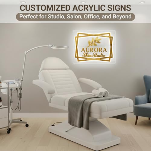 Image of Custom Acrylic Logo Sign with LED Neon Backlight, Personalized 3D Laser Cut Business Logos Backlit Signage, Adjustable Brightness, Wall Decor for Storefront Salon Office Studio Coffee Shop