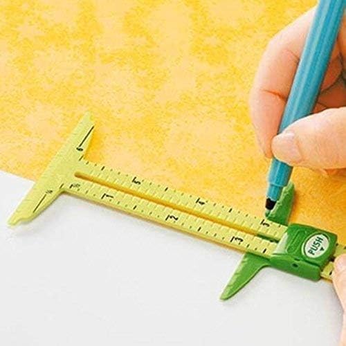 YICBOR 5-in-1 Sliding Gauge Measuring Sewing Ruler Tool with Free 1pc Measuring Gauge