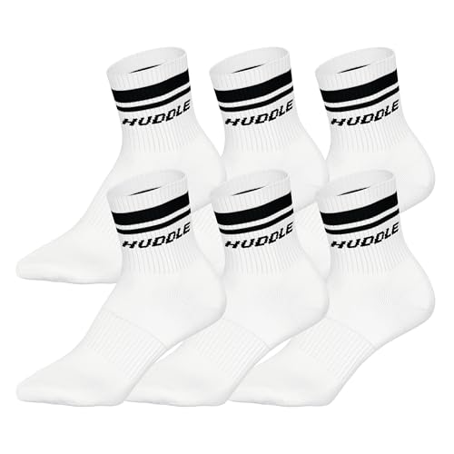 Chaussettes de sport HUDDLE lot de 6 paires short crew blanc uni du 39 au 42