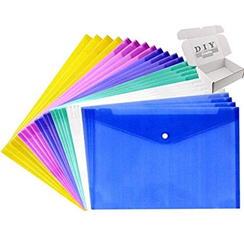 Image of DIY Crafts Style No # 4, Pack Of 48 Pc, Poly Envelope Folder with Snap Button Closure, Waterproof Transparent Project En (Style No # 4, Pack Of 48 Pc)