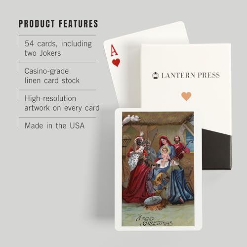 Baraja de cartas poker vintage escena navideña miniatura 3