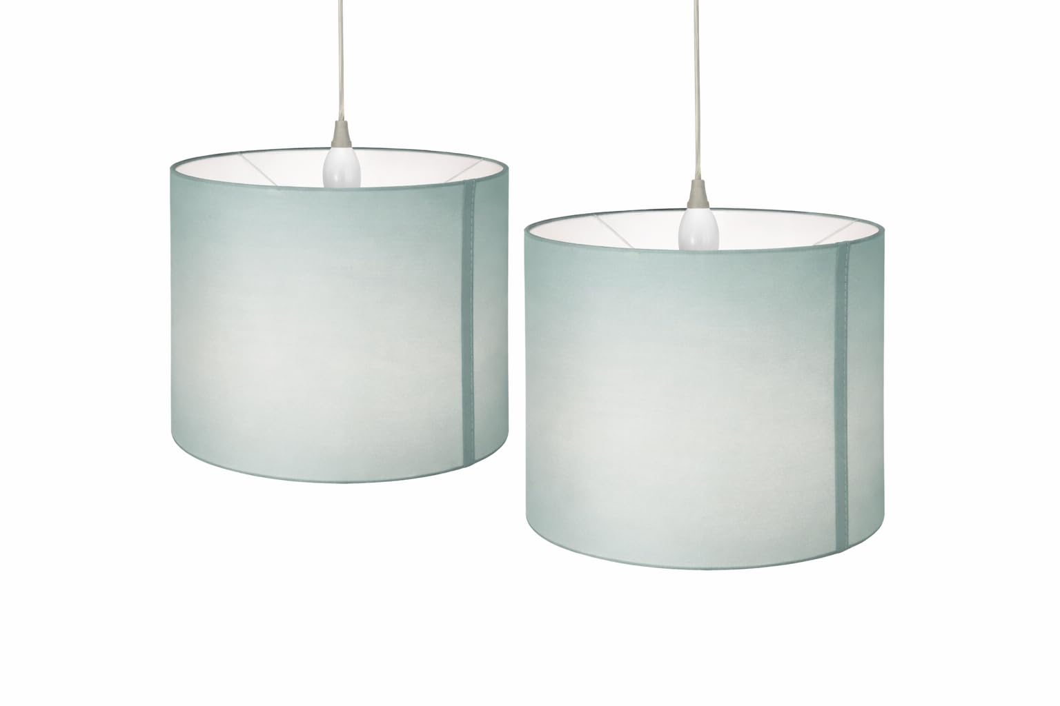 Modern Ceiling Light Shade – Light Grey Drum Lampshade 25cm (10") – Easy Fit Pendant or Table Lamp Shade – Fabric Cylinder Light Shade – Pack of 2