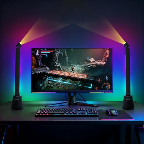 AVANLO LED Light Bar, 2PCS Smart RGB Sound Reactive Lightbar with Bluetooth Speaker, Music Sync and Multiple Scene Modes, 360 ° Rotation Mood Gaming Lights LED TV Backlight for Room Decoration