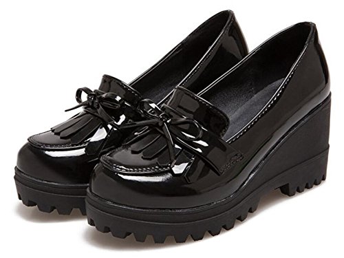 Wedge Oxfords Shoes for Women, Lolita Cosplay Japanese School Uniform Dress Shoes Heel Platform Loafers with Tassles2