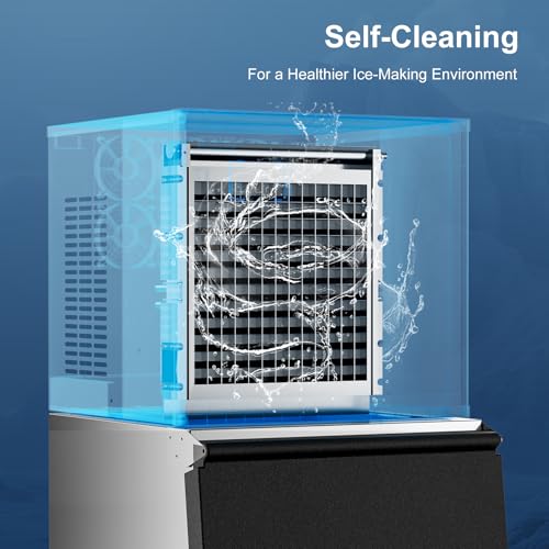 Image of COTLIN Commercial Ice Maker, 550LBS /24H with 350LBS Storage, Commercial Ice Machine with Self-Cleaning, Ice Ready in 5-15 Min, Timing Function, Ice Thickness Adjustment, Stainless Steel, ETL Approval