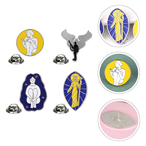 KESYOO Broche de Liga de 4 Peças Broche de Desenho de Deusa Estátua de Deus Peitoral Vintage Anjo Pe
