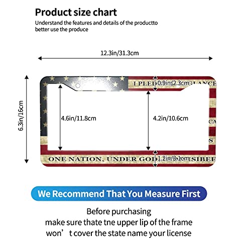 Patriotic American Flag License Plate Frames 2Pcs American Independence Day Flag Aluminum Metal Automotive Frames For Women/Men, United States License Plate Frame #TOP1