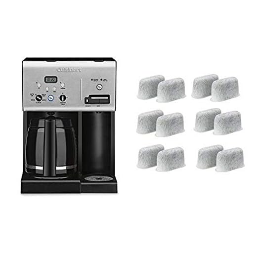 Cuisinart CHW-12 Coffee Plus 12-Cup Programmable Coffeemaker with Hot Water System, Black/Stainless and Everyday 12-Pack Replacement Charcoal Water Filters for Cuisinart Coffee Machines Bundle