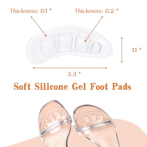 Image of Anti-Slip Pads for Sandals, Shoe Inserts Ball of Foot, Clear, 3 Pairs
