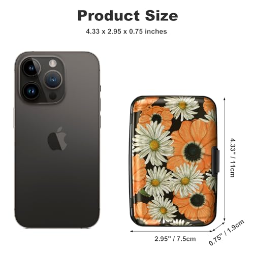 Image of ELFISH Mini RFID Aluminum Wallet Credit Cards Holder Business Card Case Metal ID Case for Men Women(Chamomile)