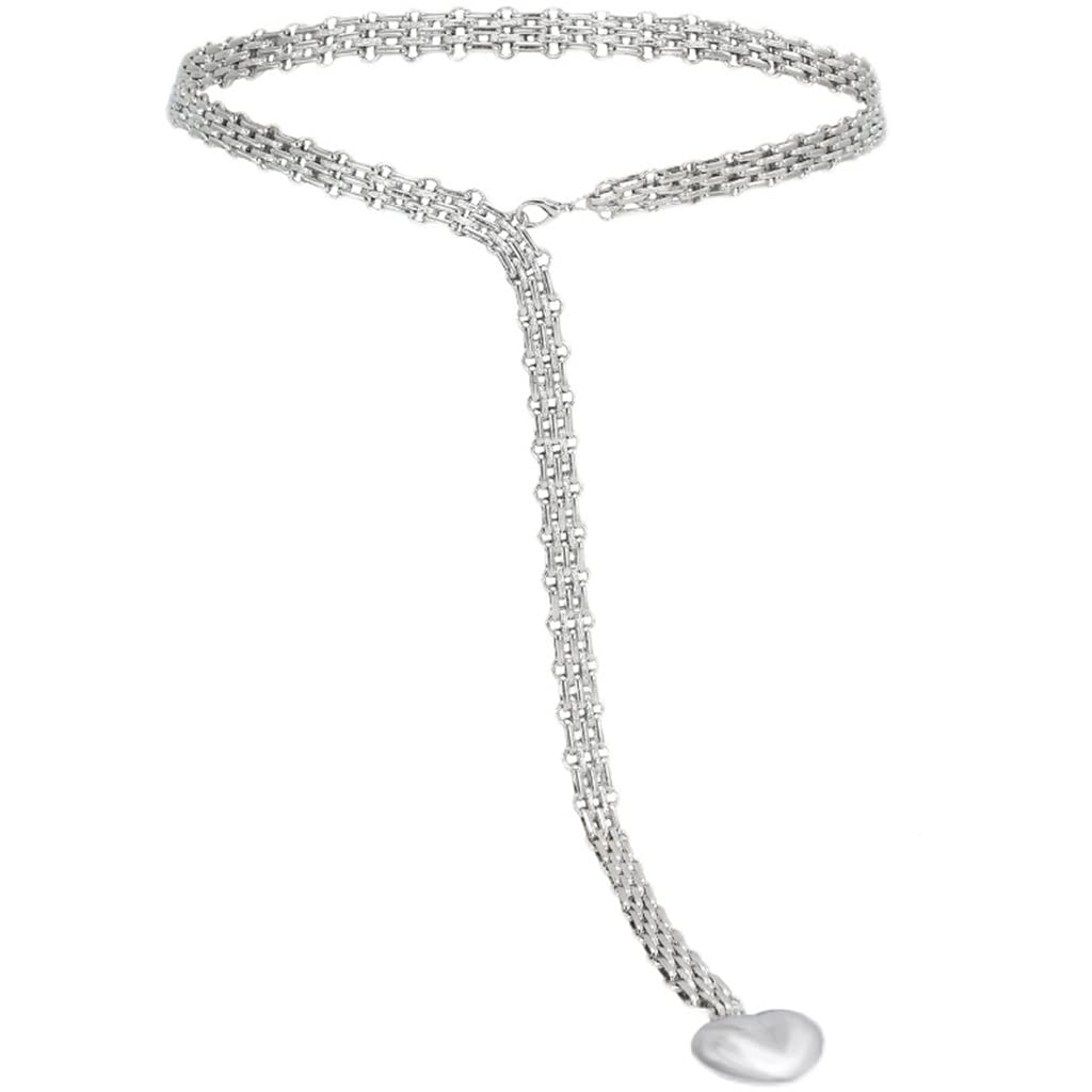 RWRAPS Ciondolo d'Amore Catena in Vita Cintura a Catena in Argento Catena Decorativa Versatile (Argento Come Mostrato)