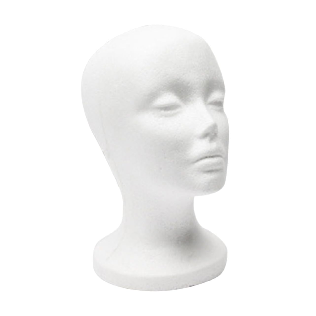 OSALADI Female Styrofoam Mannequin Head Cosmetics Model Head Wig Display Foam Mannequin Glasses Hat Hairpieces Stand (White)