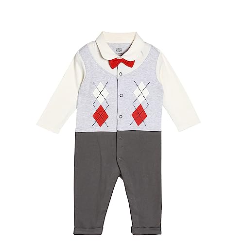 Image of miniklub Baby Collar Full Sleeve Full Length Knitted Cotton Romper (Grey Color)