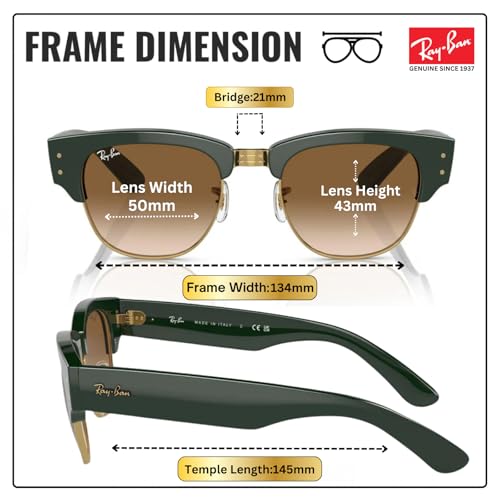Image of Ray-Ban RB0316S MEGA CLUBMASTER Square Shaped Sunglasses for Men & Women with Official RAYBAN Eyewear Kit
