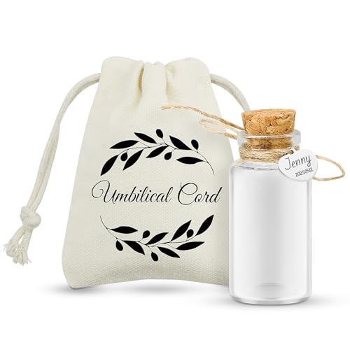 Botella De Vidrio Con Corcho Para Guardar El Cordón Umbilical Cabello Fetal, Ideal Como Recuerdo Para Recién Nacidos, Bautizos O Baby Showers. Incluye Bolsa De Regalo. Customized