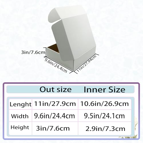 11x9.6x3 Inch White Shipping Boxes 25 Pack,Large Gift Boxes,Bulk of Mailers by Piscepio - Image 3