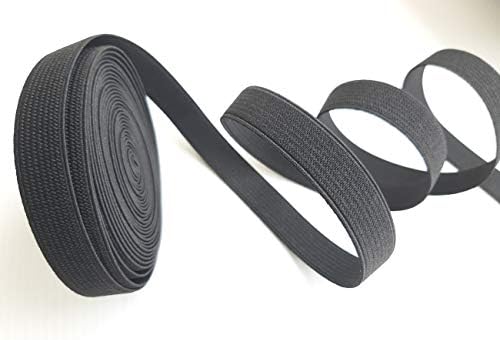 Kocraft 1/2 inch3 Yards Flat Elastic Band for Sewing Clothing Accessories Nylon Webbing Garment Trousers Costumes Craft DIY, Elastic Knit Elastic Spool,Bedspread,Elastic Rope (Black - 3Yards)