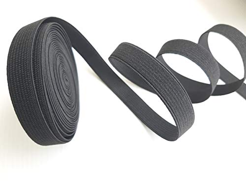 Kocraft 1/2 Inch3 Yards Flat Elastic Band For Sewing Clothing Accessories Nylon Webbing Garment Trousers Costumes Craft Diy, Elastic Knit Elastic Spool,Bedspread,Elastic Rope (Black - 3Yards) #TOP21