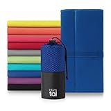 KOMPAKT + TRANSPORTTASCHE: Unser Handtuch Mikrofaser lässt sich extra kompakt zu einer kleinen Rolle schnüren und in der mitgelieferten Transporttasche verstauen. Spare Platz in Deiner Tasche mit unserem Sport Handtuch Gym!