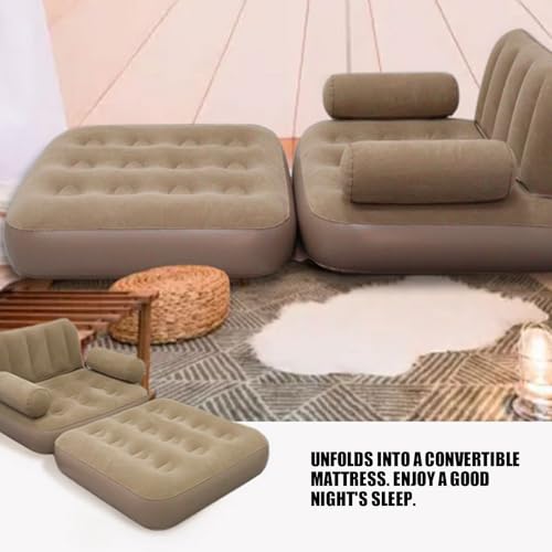 Sofá hinchable convertible de 190x150x65 cm con bomba integrada para patio 6