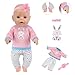 14-18 Inch Baby Doll Clothes 5 Sets Accessories Dress with Hats Socks for New Born 43cm Toy Baby Doll 14-16 Inch/15 Inch/18 Inch/Girl&Boy