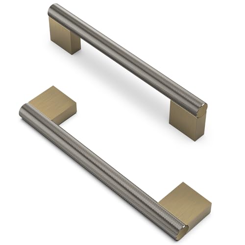 FURNIWARE 10 stycken vintage skåphandtag, räfflade möbelhandtag 128 mm hålavstånd Shinny antik mässing, kökshandtag lådhandtag, möbelhandtag för köksskåp skåp skåp lådhandtag