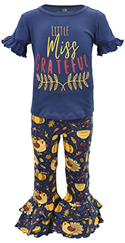 Image of Unique Baby 2 Piece Girls Double Ruffle Leggings Outfit with Short Sleeve Shirt Kid and Toddler Clothes Set