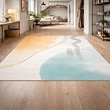 KeletiRug Teppich Wohnzimmer Große 180x200cm, Schlafzimmer Kurzflor, Waschbar und Anti-Rutsch, für Esszimmer und Küche, Weicher Wohnzimmer Abstraktes Modernes Orange