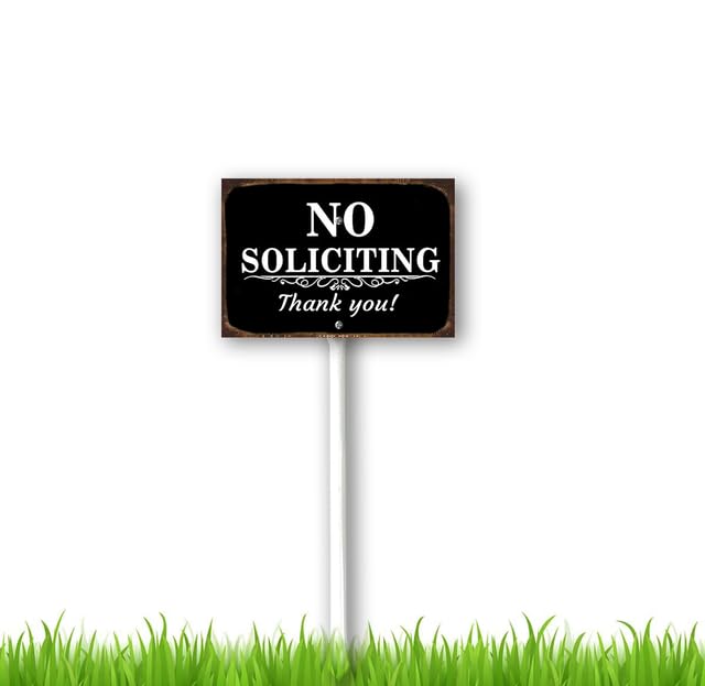 8 x 12 inch No Soliciting Sign for House with Stake Yard Sign Stakes Outdoor Lawn Yard Signs