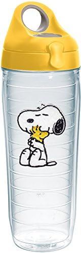 Tervis Peanuts - Felt Tumbler with Emblem and Yellow Lid 24oz Water Bottle, Clear