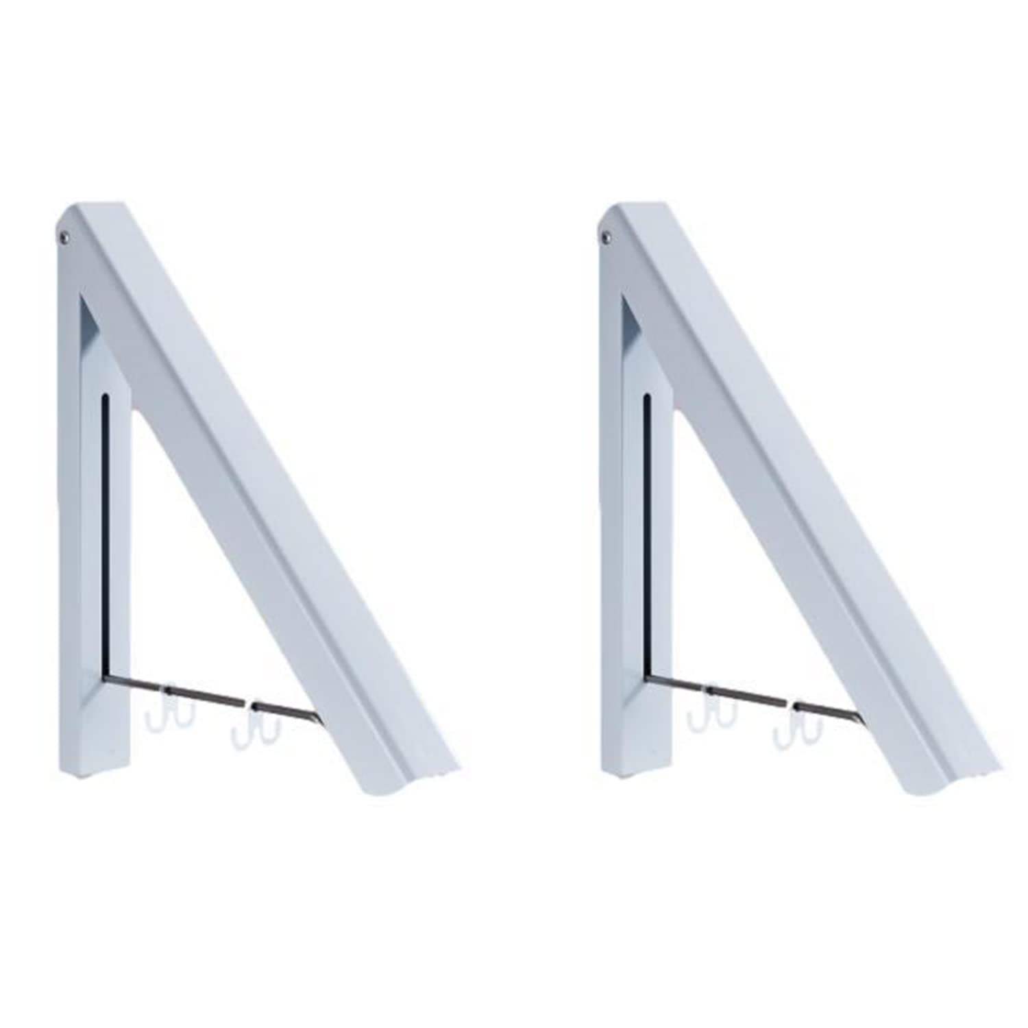 DOMWATER Retractable Clothes Rack - Wall Mounted Folding Clothes Hanger Drying Rack for Laundry Room Closet Storage Organization (2 Racks, White)