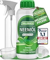 WALDBACH® Neemöl mit Emulgator [500ml] - Natürliches Neemöl für Pflanzen mit Sprühflasche und Messbecher - 50 Liter sprühfertige Mischung - Effektive Pflanzenpflege für Garten- & Zimmerpflanzen