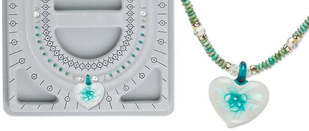 Image of Beadsnfashion Beading Board for Jewellery Design 9x13 Inch Grey Bead Organiser Tray with Measuring Scale for Necklace Bracelet Layout, DIY Craft Beadwork Tool