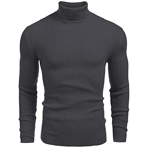 COOFANDY Men's Warm Roll Neck Jumper Cover