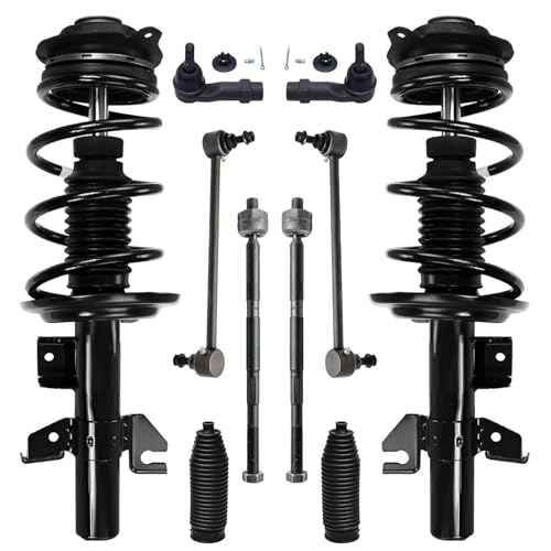 Image of Detroit Axle - 10pc Front Suspension Kit for 13-16 Dodge Dart, 2 Struts & Coil Spring 2 Sway Bars 4 Tie Rods 2 Boots 2013 2014 2015 2016 Replacement