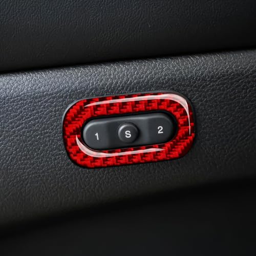 Image of Car Seat Memory Button Cover Decals for 2011-2020 Dodge Durango / 2011-2021 Jeep Grand Cherokee WK2 /2022 WK Accessories Carbon Fiber Stickers